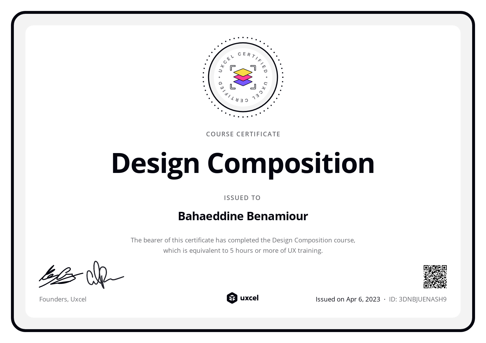 Bahae Ben's certificate
